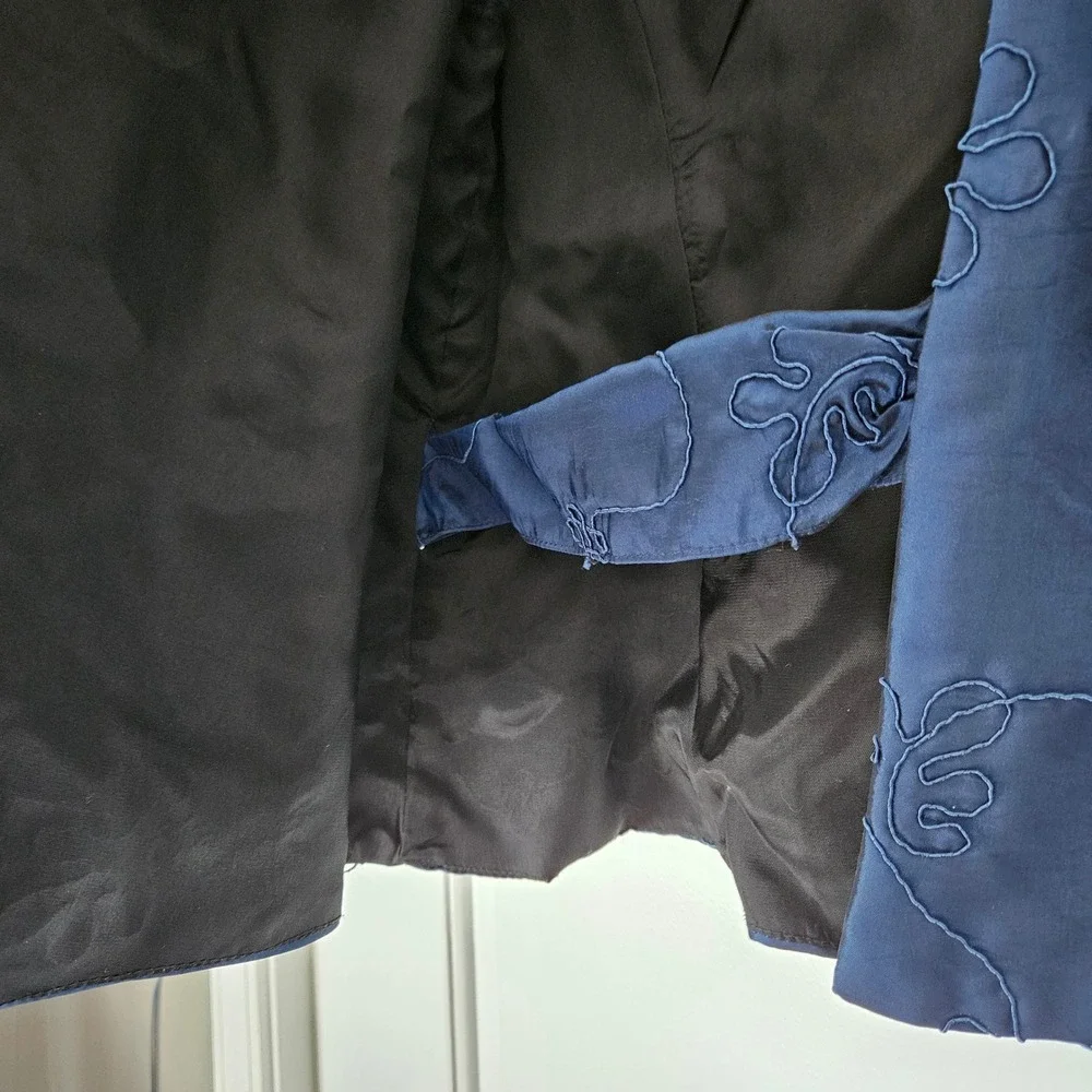 JR Nites Vintage Caliendo Jacket Womens 14 Navy Blue Embroidered‎ Wedding Guest